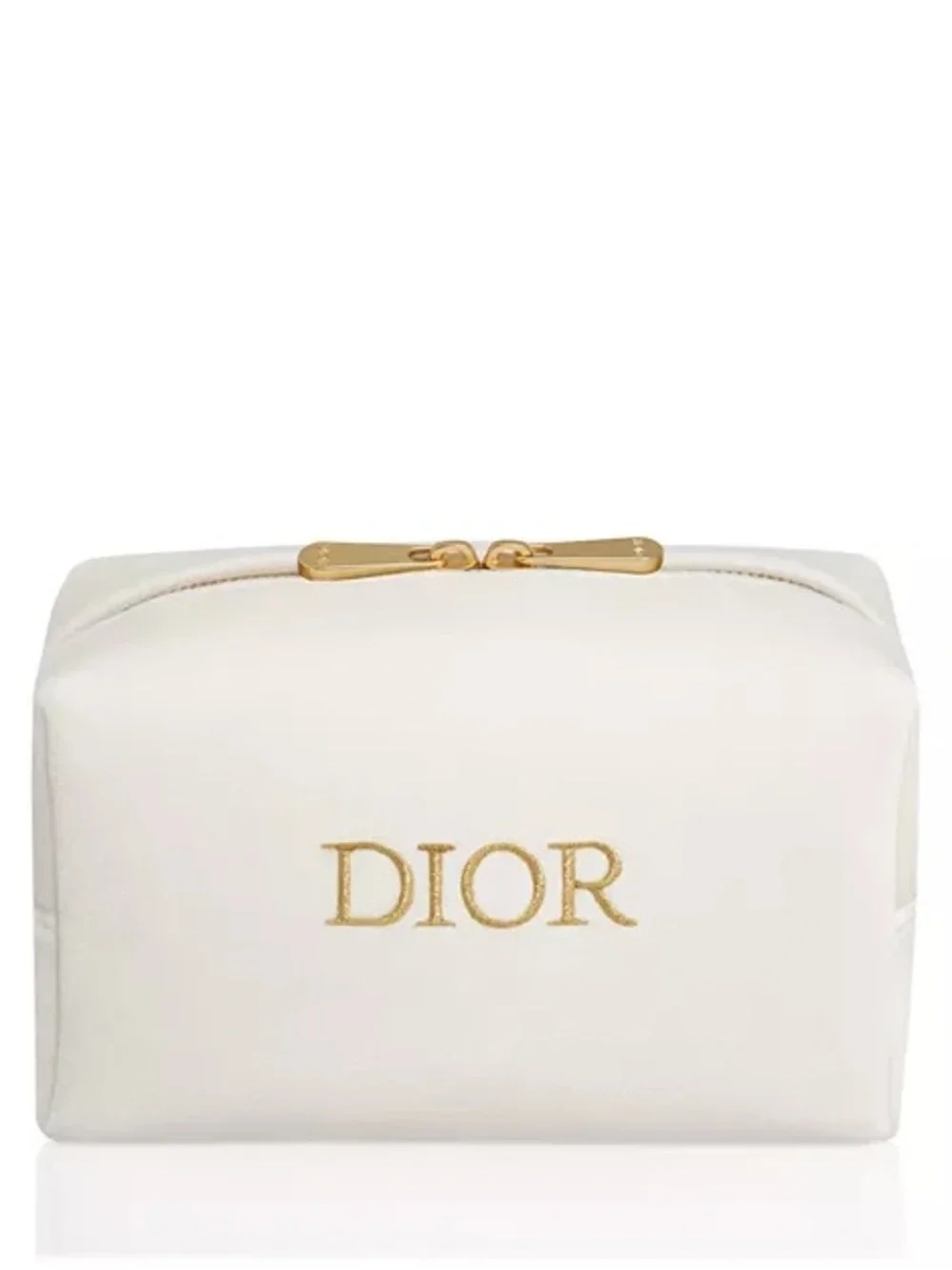 Christian Dior White/Gold Velvet Cosmetic Pouch